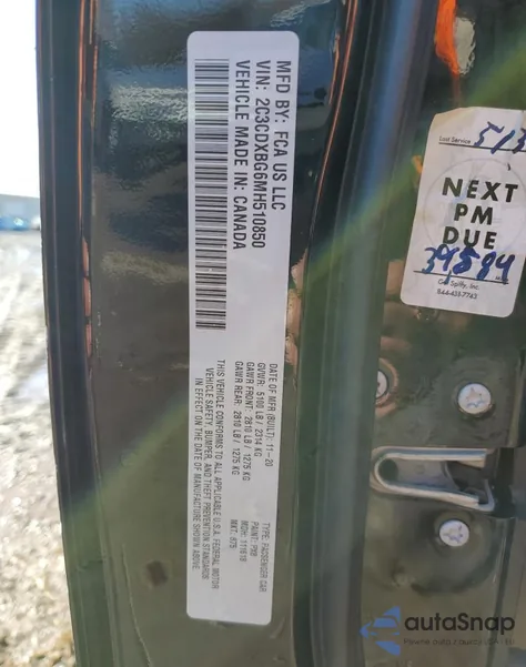 2021 Dodge Charger Sxt z USA, uszkodzony, nr VIN 2C3CDXBG6MH510850